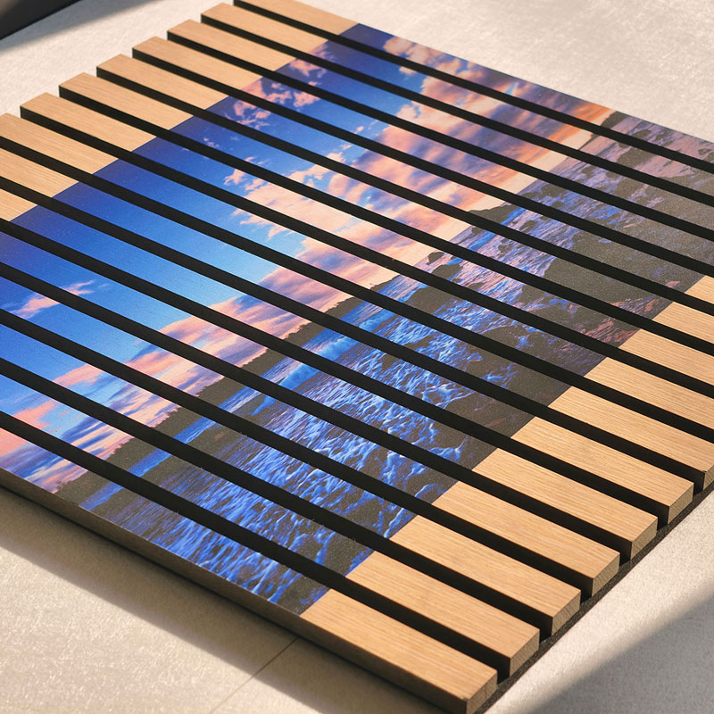 Slatted Wooden Custom-Printed Acoustic Panel
